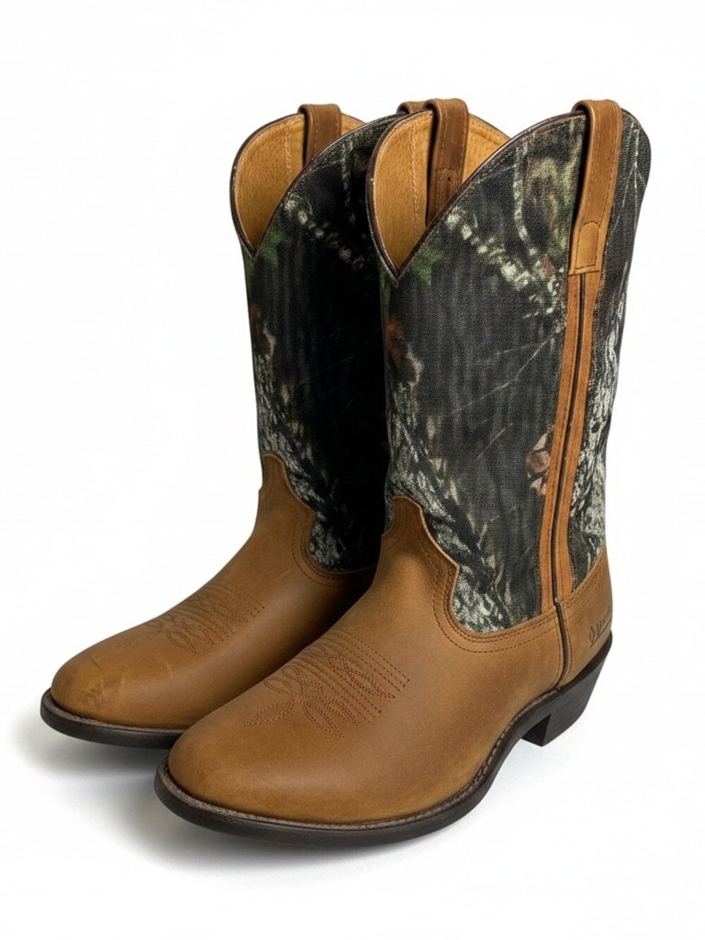 Laredo Men's Size 9.5 Cowboy Boots Mossy Oak Camo Leather Western Country Farmer